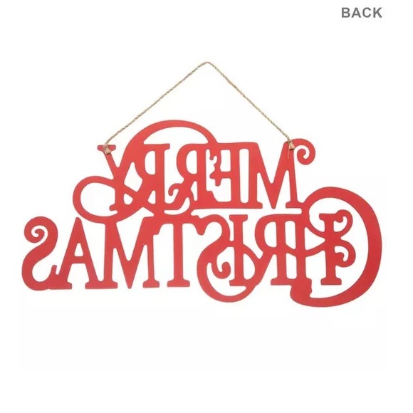 NWT- Beautiful Red Wooden- MERRY CHRISTMAS Decoration Sign 9-1/2”x 17-3/4” - Picture 10 of 10